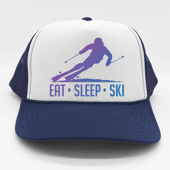 Eat Sleep Ski Skiing Skier Snow Winter Vacation Gift Trucker Hat