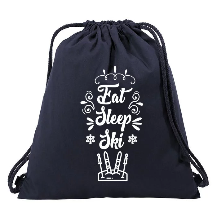 Eat Sleep Ski Skier Gift Drawstring Bag