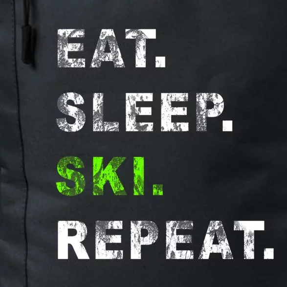 Eat Sleep Ski Repeat Humor Distressed Casual Funny Gift Daily Commute Backpack