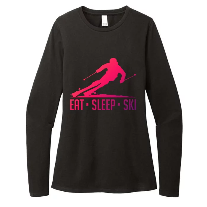 Eat Sleep Ski Skiing Skier Snow Winter Vacation Gift Womens CVC Long Sleeve Shirt