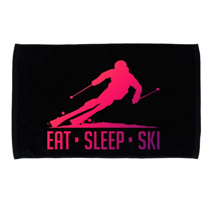 Eat Sleep Ski Skiing Skier Snow Winter Vacation Gift Microfiber Hand Towel