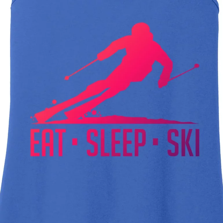 Eat Sleep Ski Skiing Skier Snow Winter Vacation Gift Ladies Essential Tank