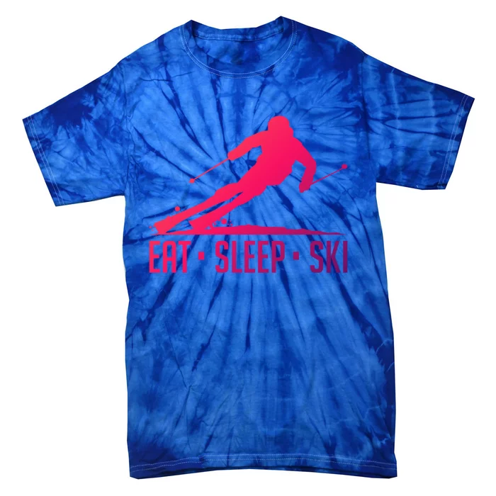 Eat Sleep Ski Skiing Skier Snow Winter Vacation Gift Tie-Dye T-Shirt