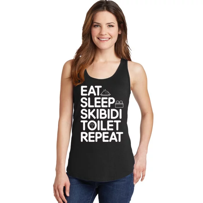 Eat Sleep S.K.I.B.I.D.I Toilet Repeat Funny Meme Vintage Birthday Ladies Essential Tank