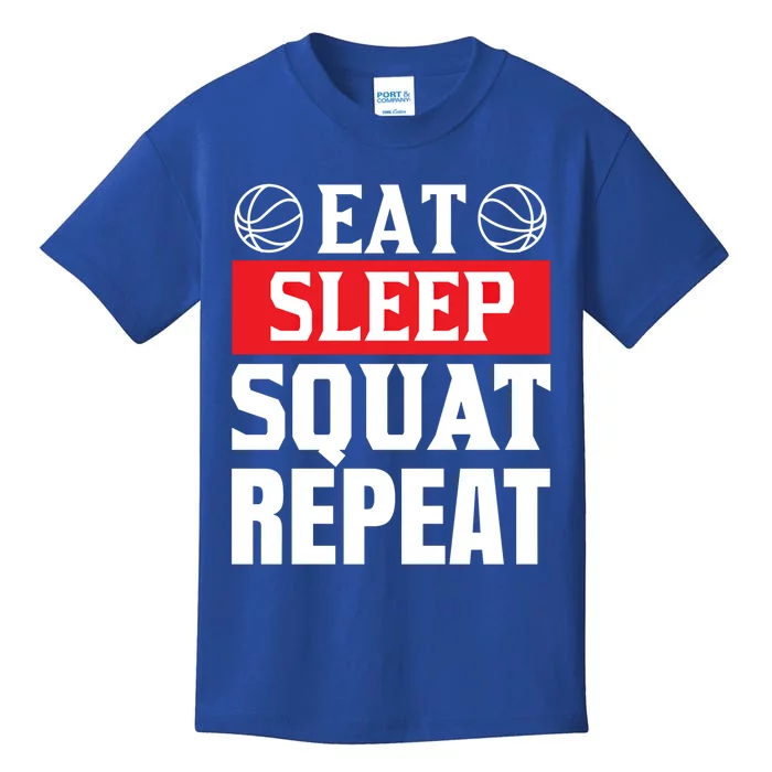 Eat Sleep Squat Repeat Gym Workout Gift Kids T-Shirt