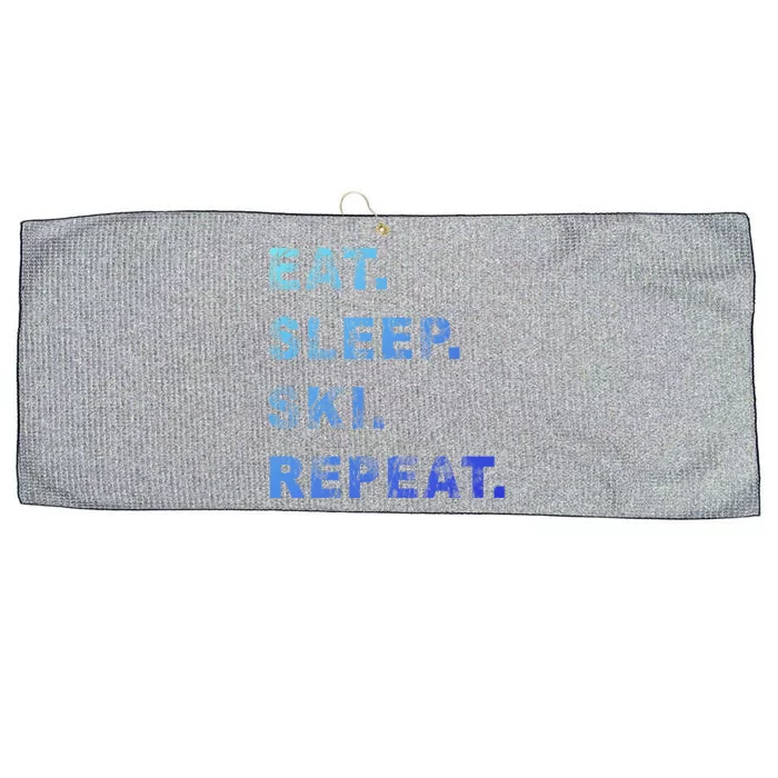 Eat Sleep Ski Repeat Humor Distressed Casual Funny Gift Large Microfiber Waffle Golf Towel