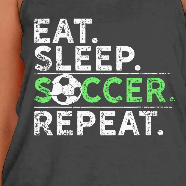 Eat Sleep Soccer Repeat For Soccer Player Coach Gift Women's Knotted Racerback Tank