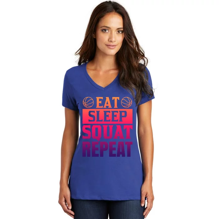 Eat Sleep Squat Repeat Gym Workout Cute Gift Women's V-Neck T-Shirt