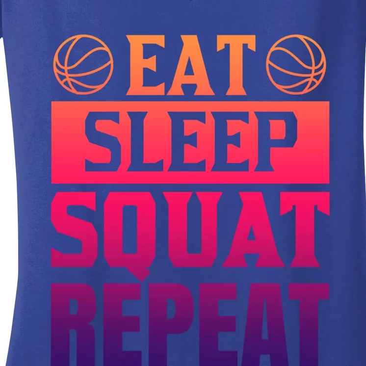 Eat Sleep Squat Repeat Gym Workout Cute Gift Women's V-Neck T-Shirt