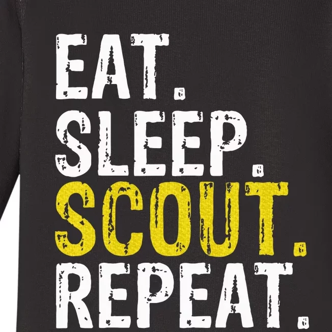 Eat Sleep Scout Repeat Gift Camping Backpacking Baby Long Sleeve Bodysuit