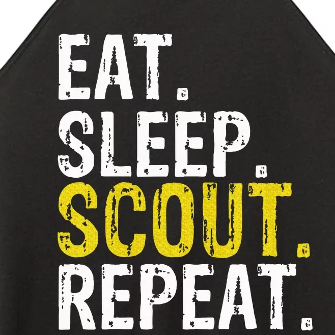 Eat Sleep Scout Repeat Gift Camping Backpacking Women’s Perfect Tri Rocker Tank