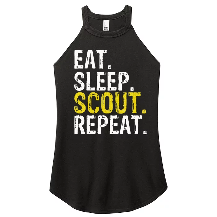 Eat Sleep Scout Repeat Gift Camping Backpacking Women’s Perfect Tri Rocker Tank