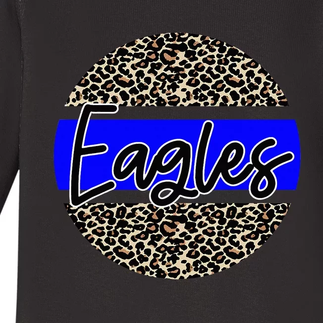 Eagles School Spirit Leopard Print Blue Baby Long Sleeve Bodysuit