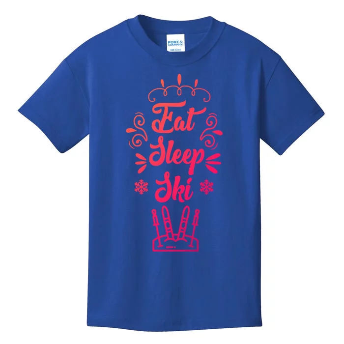 Eat Sleep Ski Skier Gift Kids T-Shirt