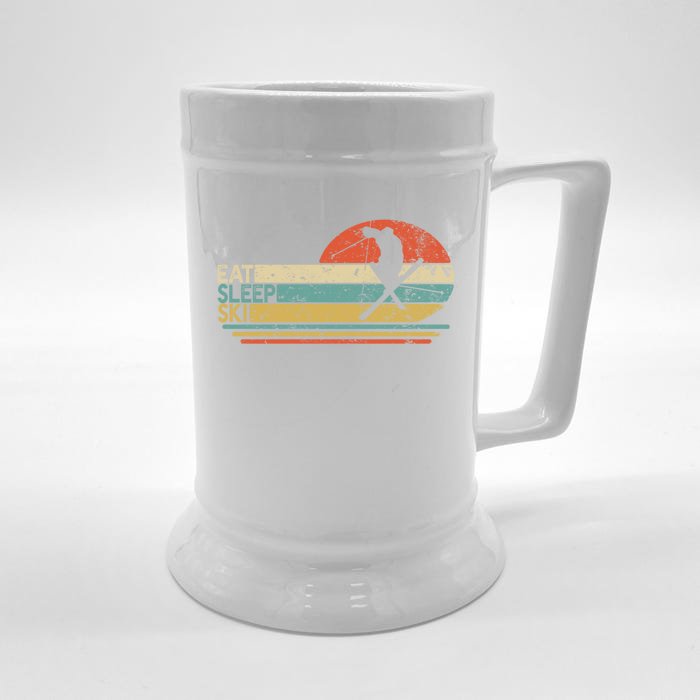 Eat Sleep Ski Lover Retiret Skiing For Skiers Gift Front & Back Beer Stein