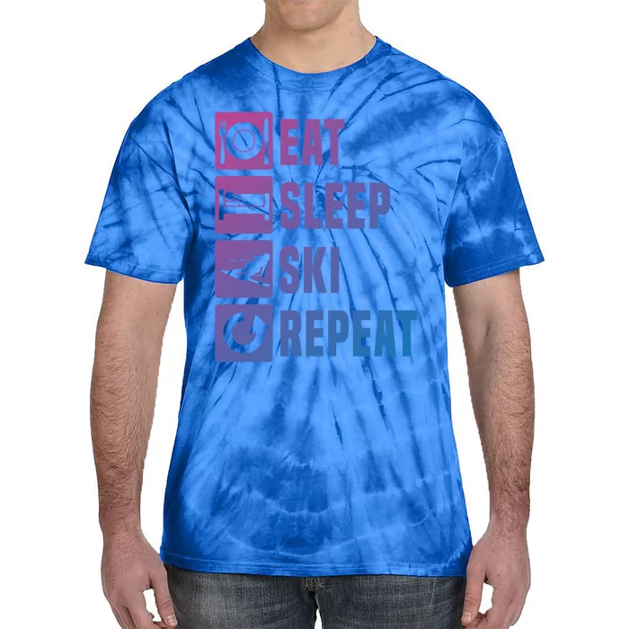 Eat Sleep Ski Repeat Ladies Ski Gift Tie-Dye T-Shirt