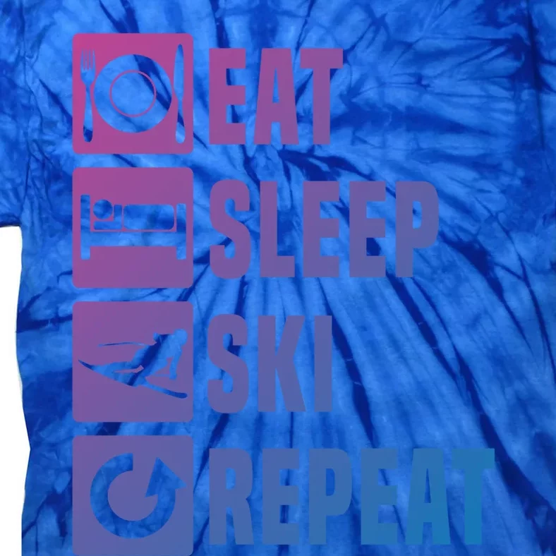 Eat Sleep Ski Repeat Ladies Ski Gift Tie-Dye T-Shirt