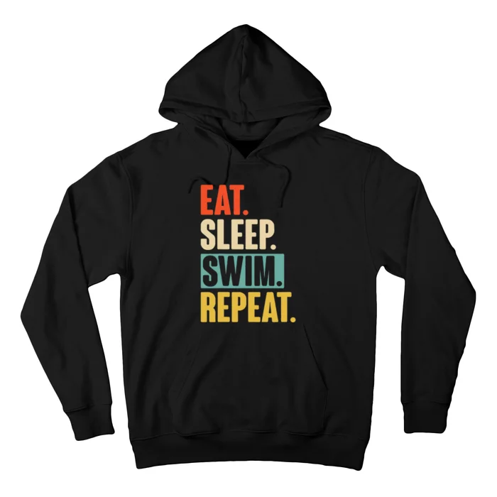 Eat Sleep Swim Repeat Funny Retro Vintage Swimming Swimmer Hoodie