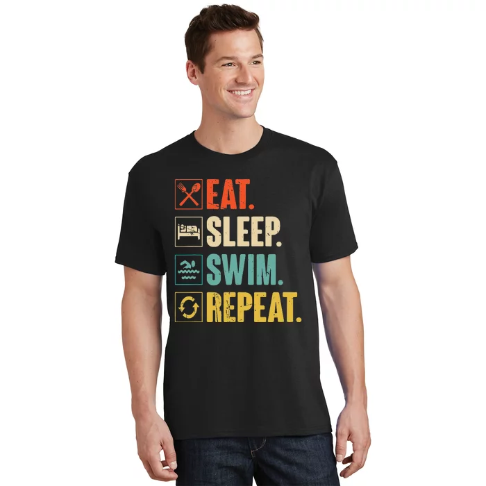 Eat Sleep Swim Repeat Swimming Swimmer Gift T-Shirt