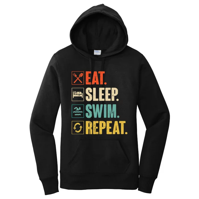 Eat Sleep Swim Repeat Swimming Swimmer Gift Women's Pullover Hoodie