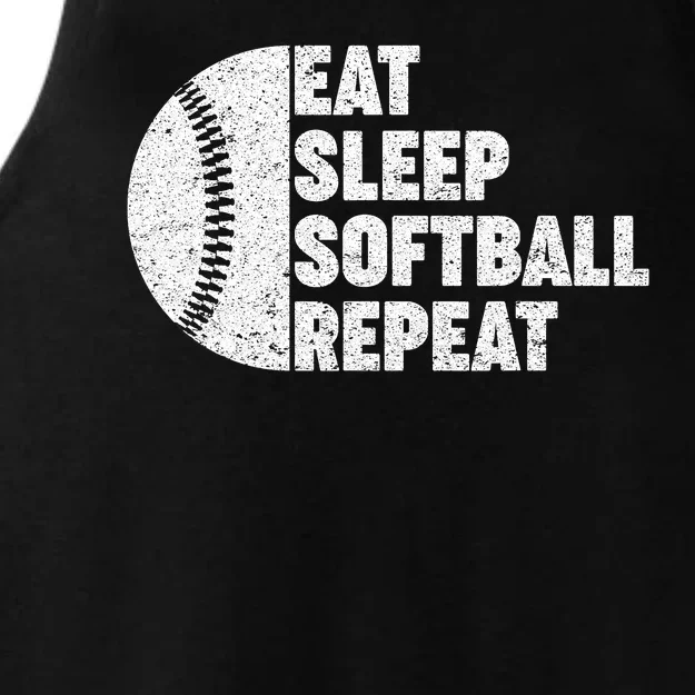 Eat Sleep Softball Repeat Teens Kids Men Women Ladies Tri-Blend Wicking Tank