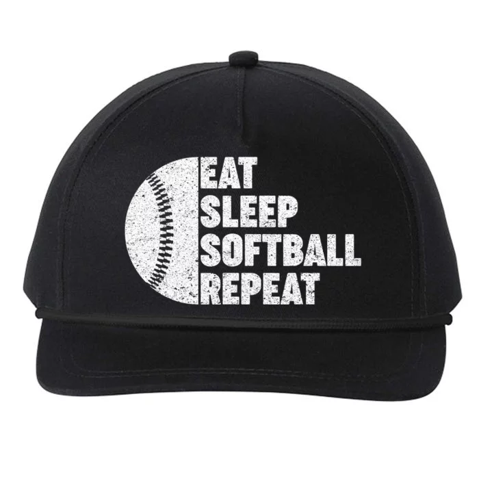 Eat Sleep Softball Repeat Teens Kids Men Women Snapback Five-Panel Rope Hat