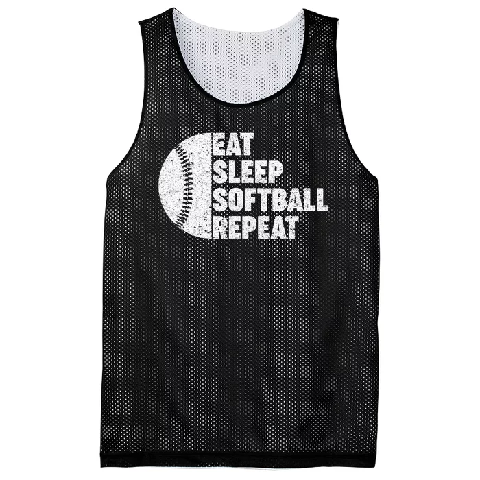 Eat Sleep Softball Repeat Teens Kids Men Women Mesh Reversible Basketball Jersey Tank