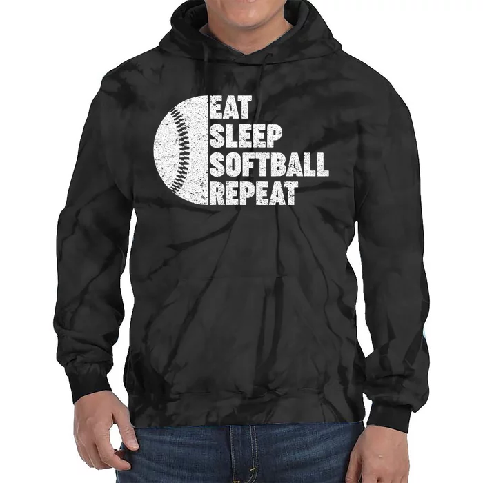 Eat Sleep Softball Repeat Teens Kids Men Women Tie Dye Hoodie