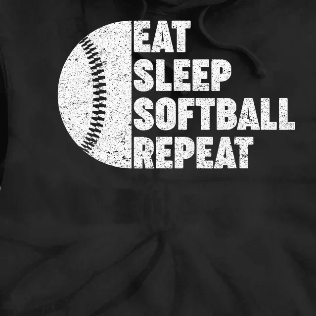 Eat Sleep Softball Repeat Teens Kids Men Women Tie Dye Hoodie