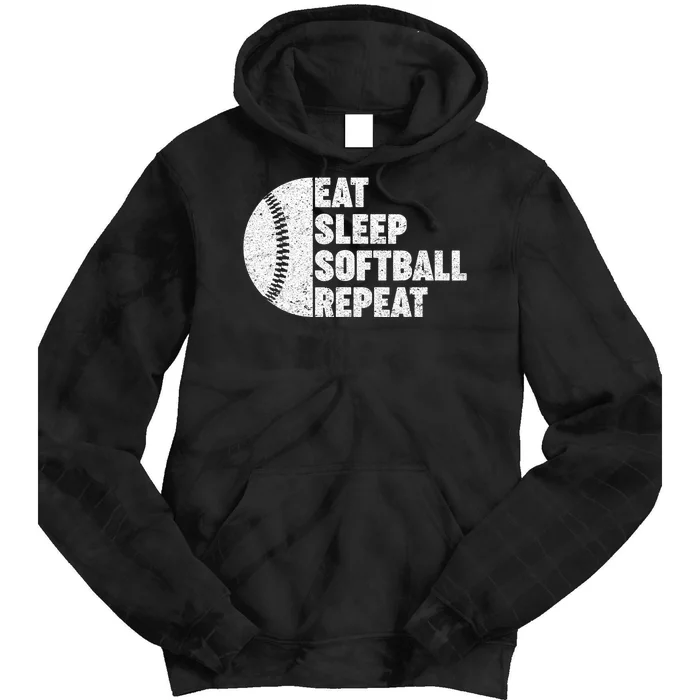 Eat Sleep Softball Repeat Teens Kids Men Women Tie Dye Hoodie