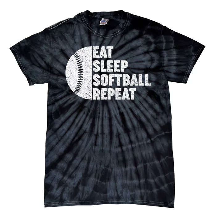 Eat Sleep Softball Repeat Teens Kids Men Women Tie-Dye T-Shirt