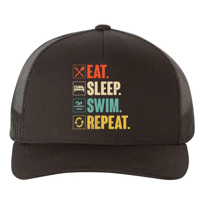 Eat Sleep Swim Repeat Swimming Swimmer Gift Yupoong Adult 5-Panel Trucker Hat