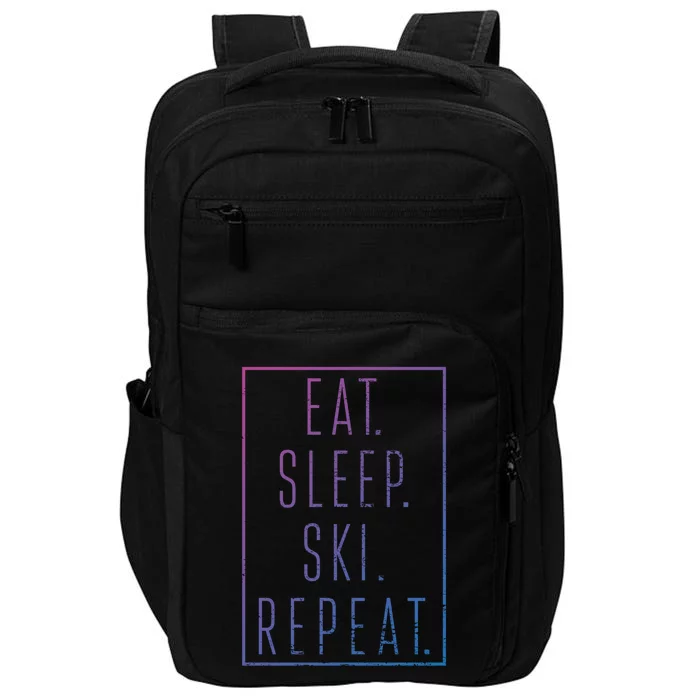 Eat Sleep Ski Repeat Funny Gift Vintage Gift Impact Tech Backpack