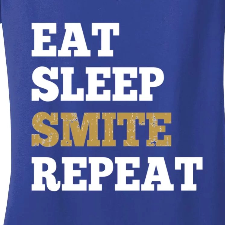 Eat Sleep Smite Repeat Gift For Rpg Roleplaying Gamers Women's V-Neck T-Shirt