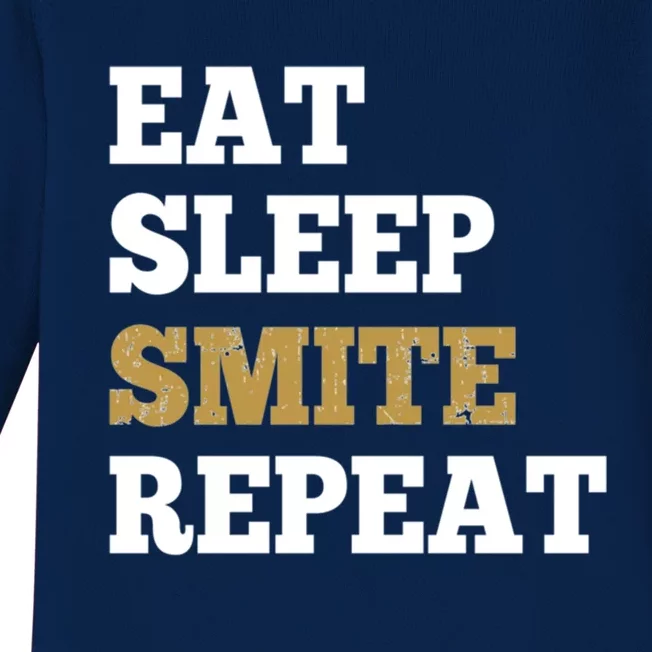 Eat Sleep Smite Repeat Gift For Rpg Roleplaying Gamers Baby Long Sleeve Bodysuit