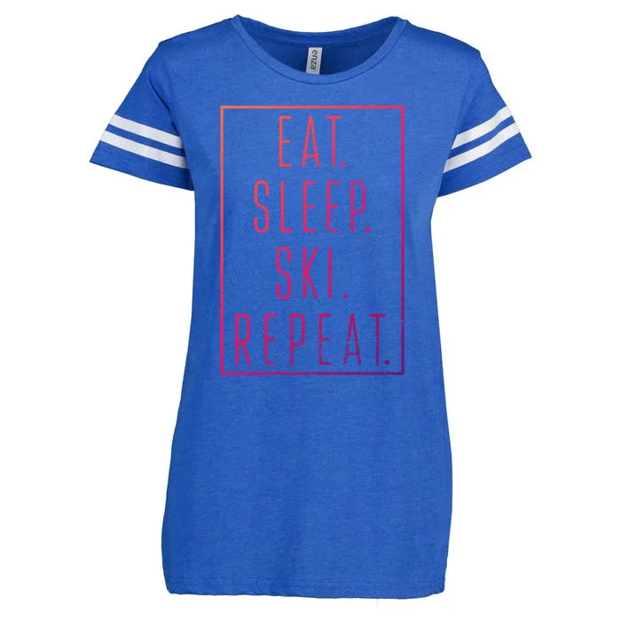 Eat Sleep Ski Repeat Funny Gift Vintage Gift Enza Ladies Jersey Football T-Shirt