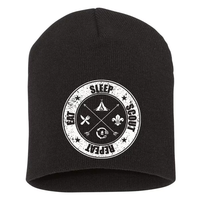 Eat Sleep Scout Repeat Scouting Lover Survival Short Acrylic Beanie