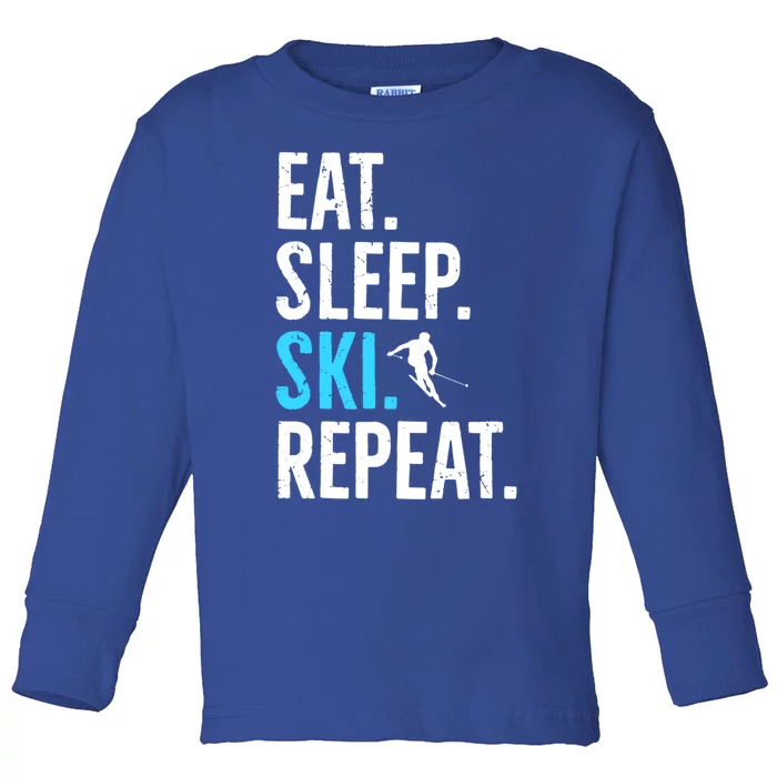 Eat Sleep Ski Repeat Gift Skiing Gift Toddler Long Sleeve Shirt