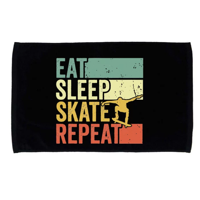 Eat Sleep Skate Repeat Retro Skateboarding Skater Microfiber Hand Towel