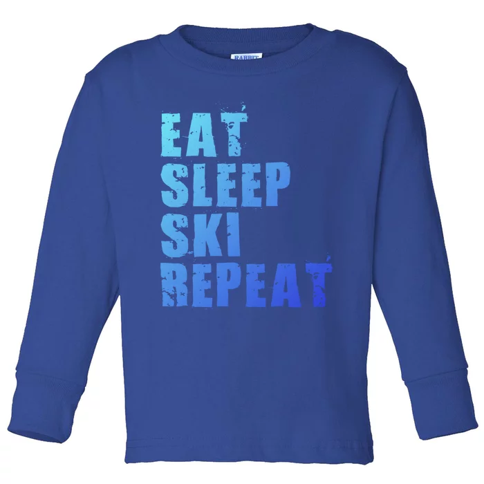 Eat Sleep Ski Repeat Motivational Gift Ace058d Gift Toddler Long Sleeve Shirt