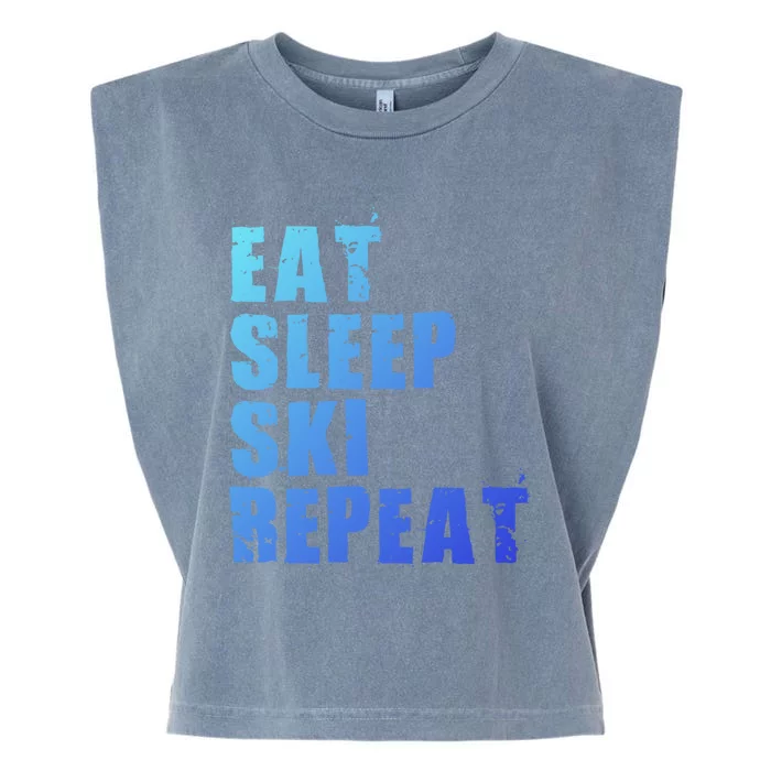 Eat Sleep Ski Repeat Motivational Gift Ace058d Gift Garment-Dyed Women's Muscle Tee