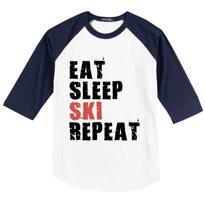 Eat Sleep Ski Repeat Motivational Gift Ace058c Gift Baseball Sleeve Shirt