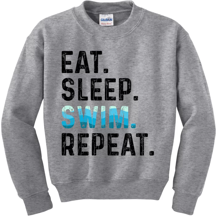 Eat Sleep Swim Repeat Funny Swimmer Swimming Player Graphic Gift Kids Sweatshirt