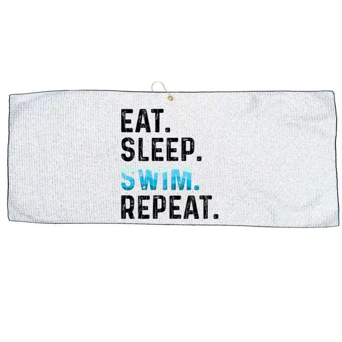 Eat Sleep Swim Repeat Funny Swimmer Swimming Player Graphic Gift Large Microfiber Waffle Golf Towel