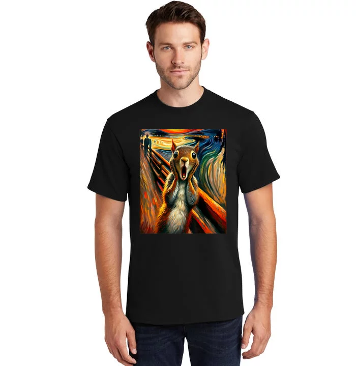 Expressionist Scream Squirrel Lovers Artistic Squirrel Tall T-Shirt