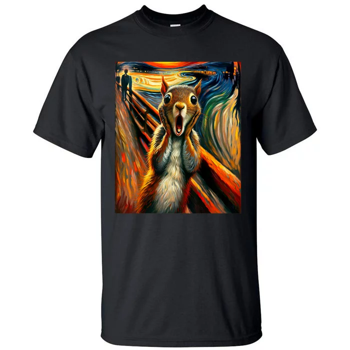 Expressionist Scream Squirrel Lovers Artistic Squirrel Tall T-Shirt