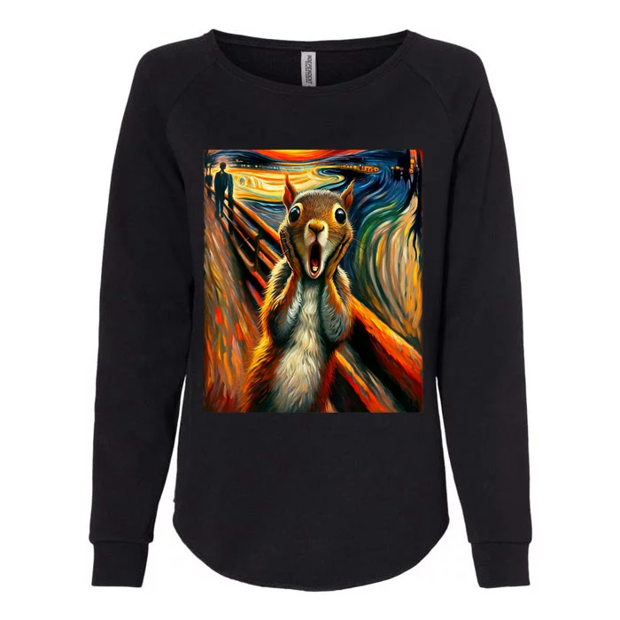 Expressionist Scream Squirrel Lovers Artistic Squirrel Womens California Wash Sweatshirt