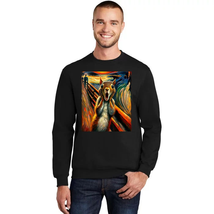 Expressionist Scream Squirrel Lovers Artistic Squirrel Tall Sweatshirt