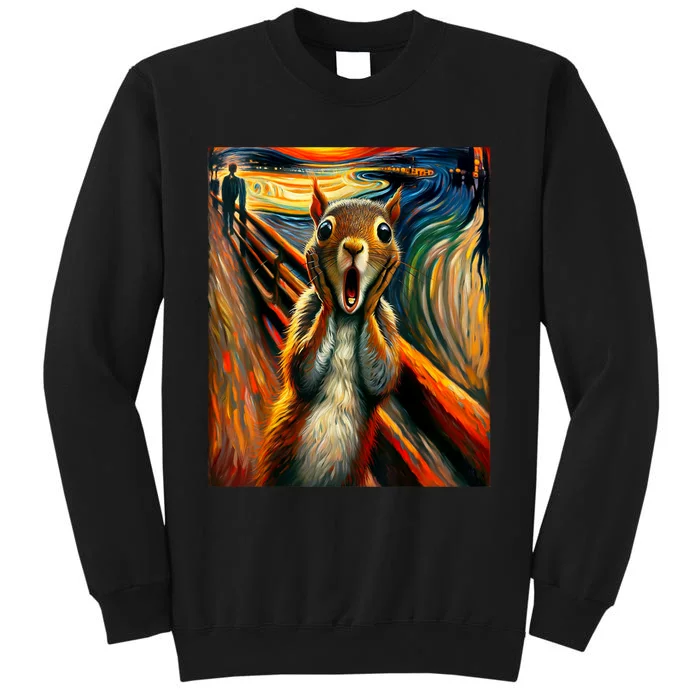 Expressionist Scream Squirrel Lovers Artistic Squirrel Tall Sweatshirt