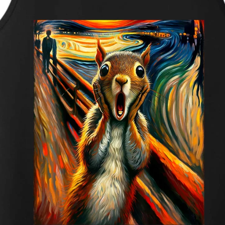 Expressionist Scream Squirrel Lovers Artistic Squirrel Performance Tank